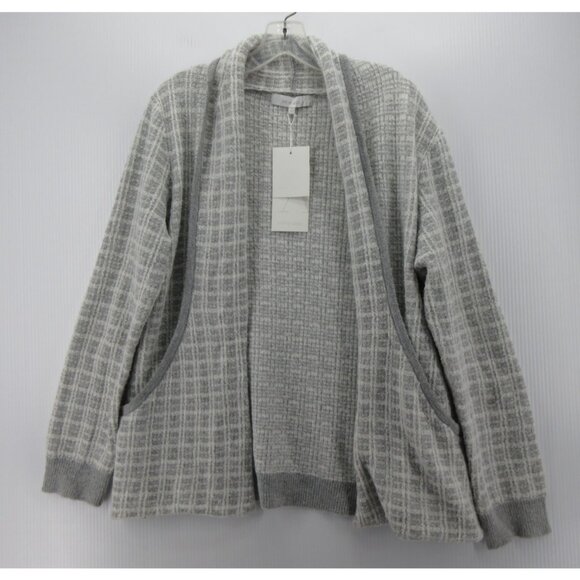 Verve Ami Sweater Medium Open Cardigan Plaid Heather Textured NEW - Picture 1 of 11